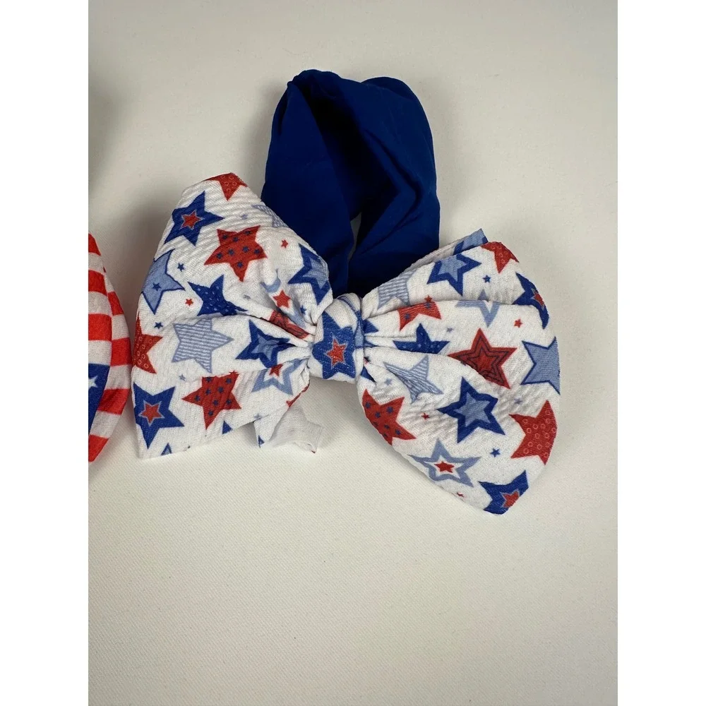 Unbranded Headband Infant 2 Pack Red White Blue Patriotic Stars Stripes Bows